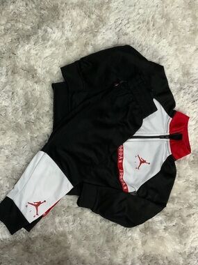 Jordan Black White Red Kids' Two-Piece Track Set